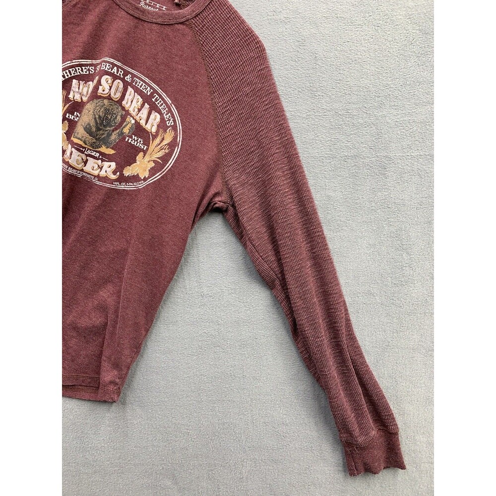 Lucky Brand Venice Burnout T Shirt Mens Large Beer Bear Thermal Stretch Raglan - Picture 7 of 13
